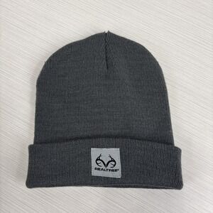 Realtree Brand Knit Cap Black Men's Beanie Hunting Hats Gray OSFM‎ NWOT